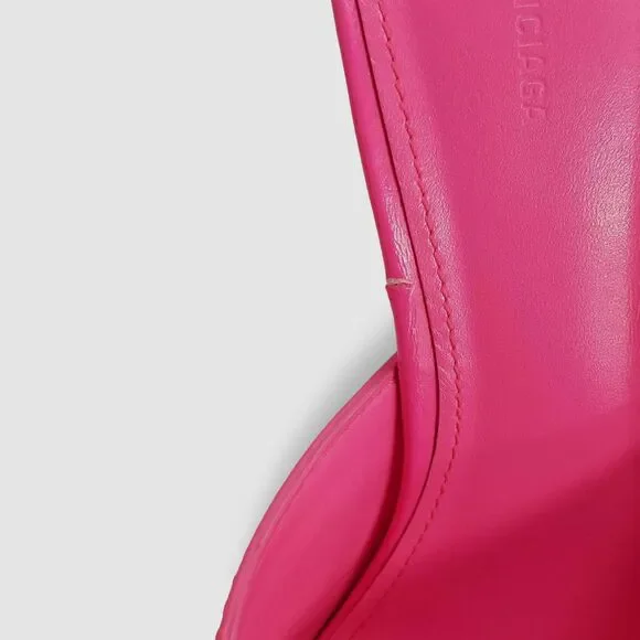 $1150 Balenciaga Women Pink Cagole Leather Pointed-Toe Mule Heel Shoes Size 38.5 - Picture 7 of 8